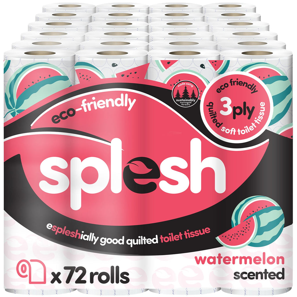 Splesh Quilted Toilet Roll Luxury Watermelon 3-Ply Soft Toilet Paper, 72 Rolls