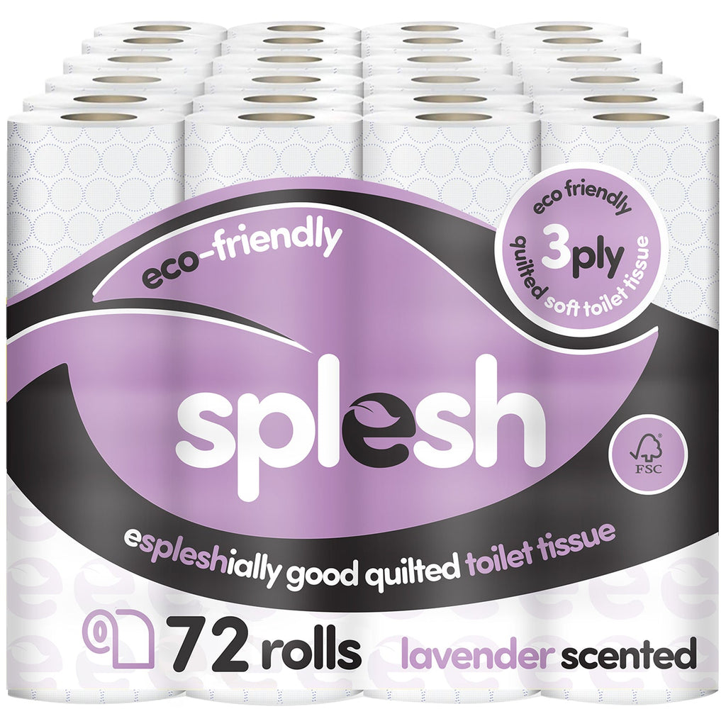 Splesh Toilet Roll, Soft & Quilted Eco-Friendly Lavender, 72 Rolls