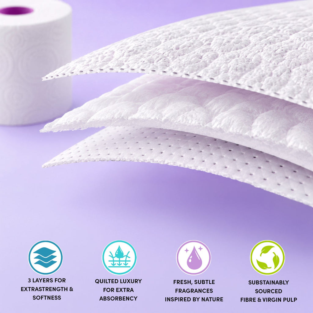 Splesh Quilted Luna Bloom 3-Ply Luxury Scented Toilet Tissue Paper, 36 Rolls