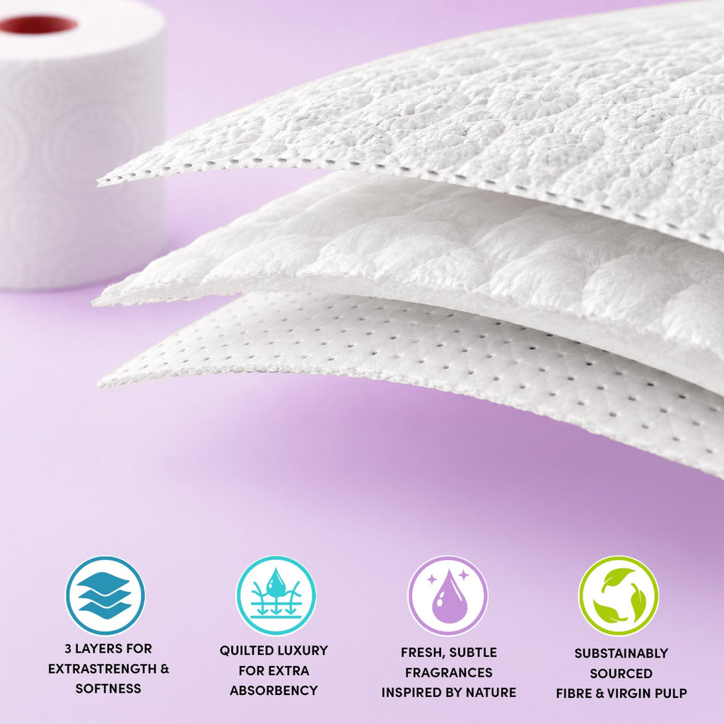 Splesh Toilet Roll, Soft & Quilted Eco-Friendly Lavender, 96 Rolls