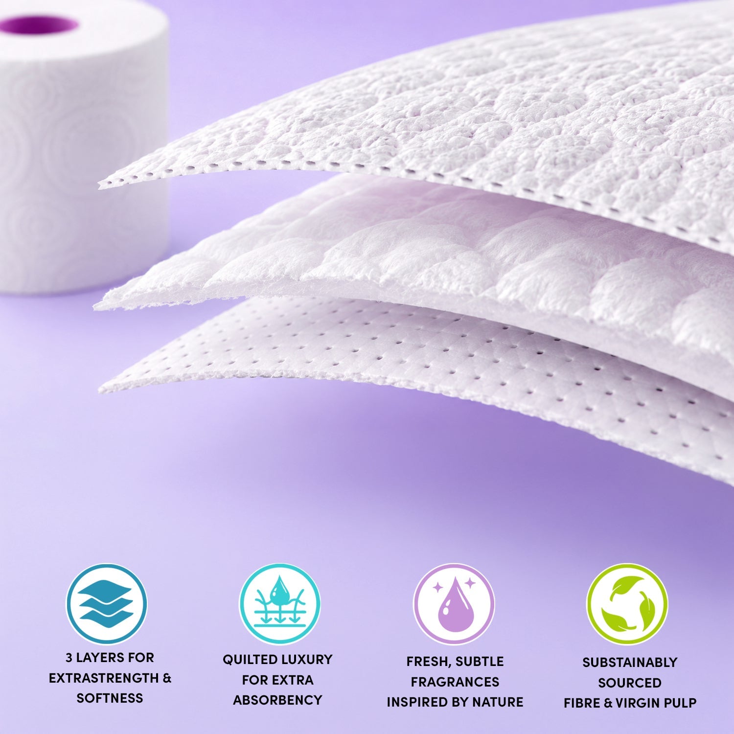 Splesh Quilted Luna Bloom 3-Ply Luxury Scented Toilet Tissue Paper, 48 Rolls