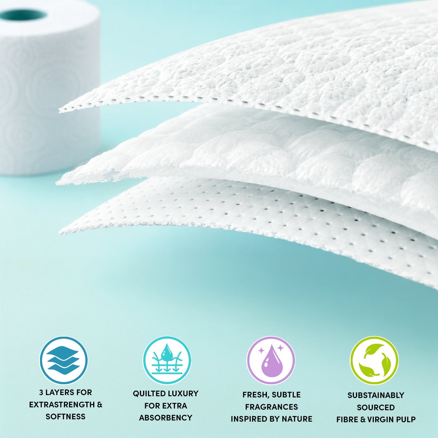 Splesh Toilet Roll Soft & Quilted 3-Ply Original White Toilet Tissue, 48 Rolls
