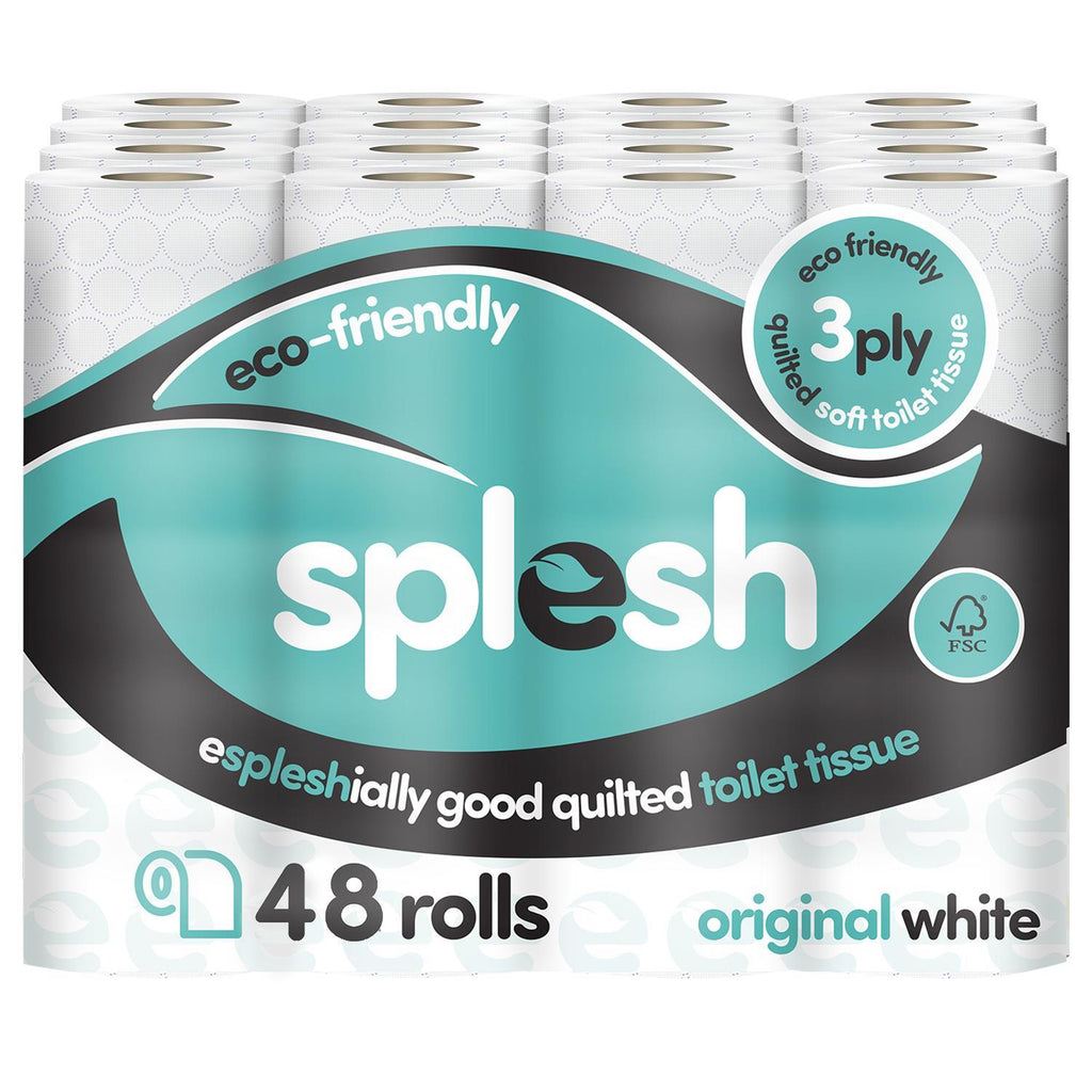 Splesh Toilet Roll Quilted White 48 Rolls, Culina Kitchen Towel 15 Rolls with Splesh 3in1 Laundry Capsules 140W