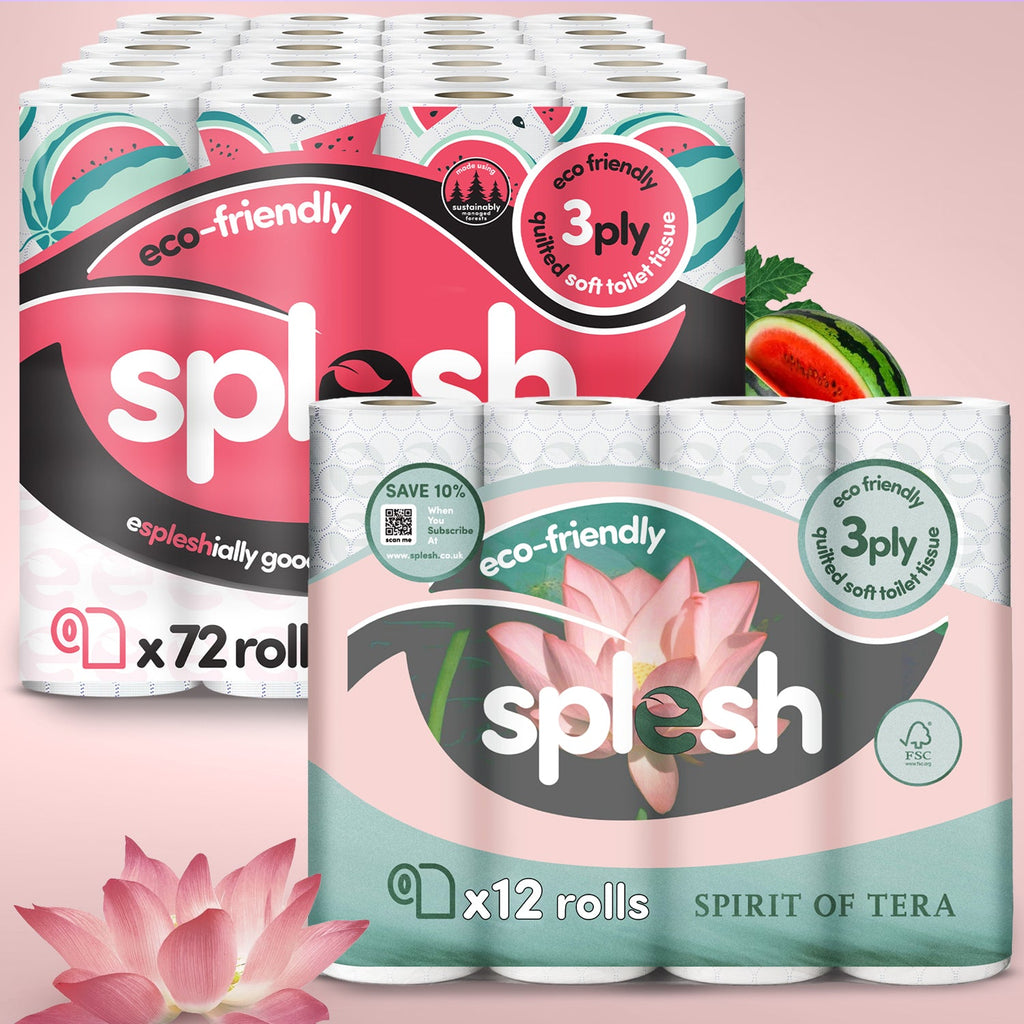 Splesh Watermelon Scented Toilet Roll 72 Pack + FREE Spirits of Tera 12 Pack